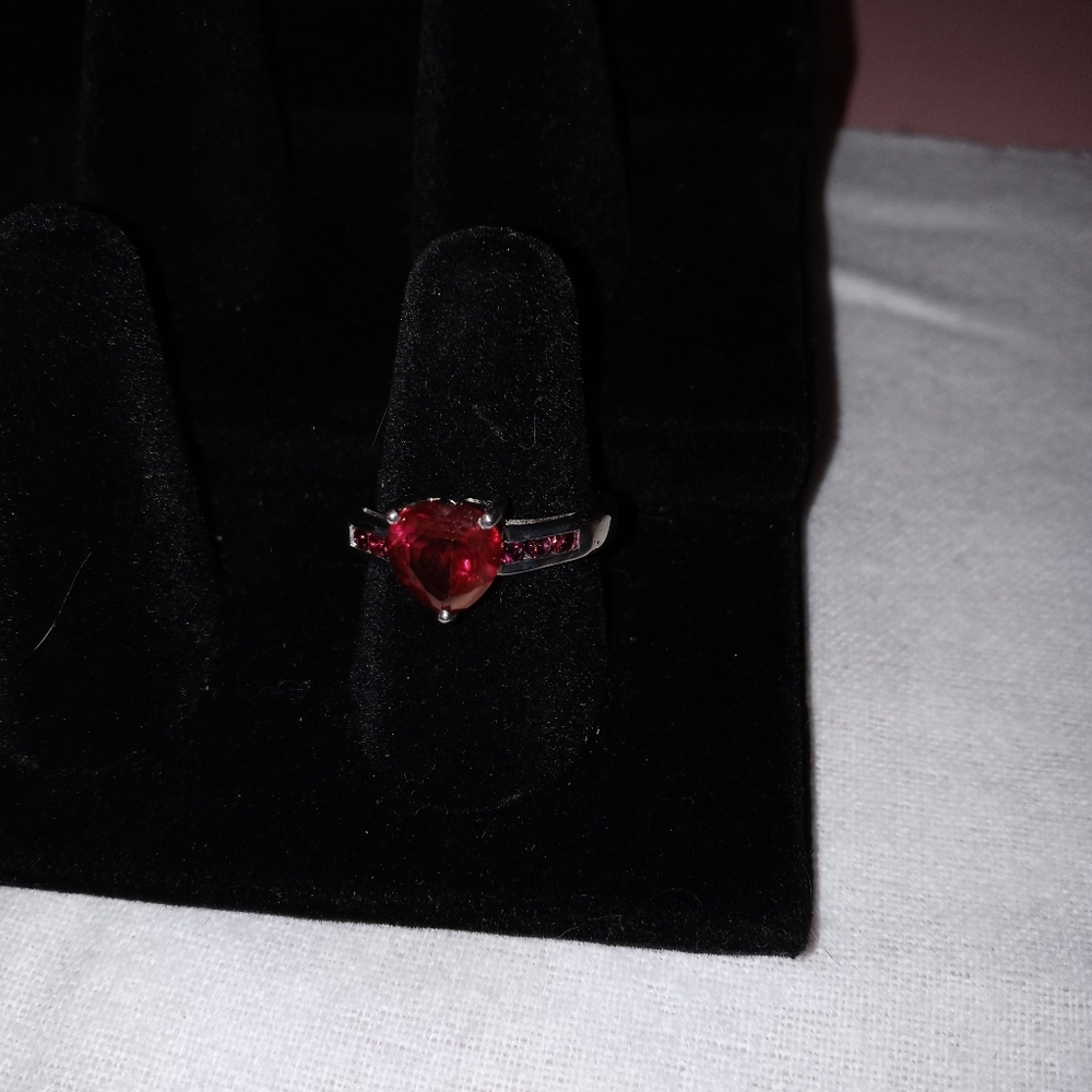 Lab Ruby Heart Ring - image 2
